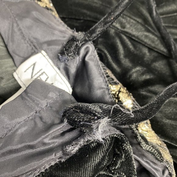 VTG New Leaf Black Gold Spaghetti Strap Velvet Back Zip Bodycon Dress Womens 5/6 - Picture 14 of 14